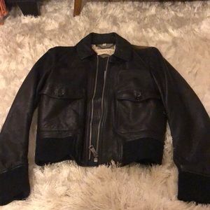 Lambskin leather bomber jacket